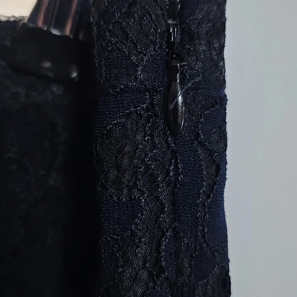 J. Crew Women's Black‎ Skirt Lacy Scallop Hem Side Zip Lined Goth Romantic Sz 10